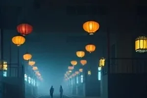 悬疑剧情长片雾港灯塔的横版封面海报